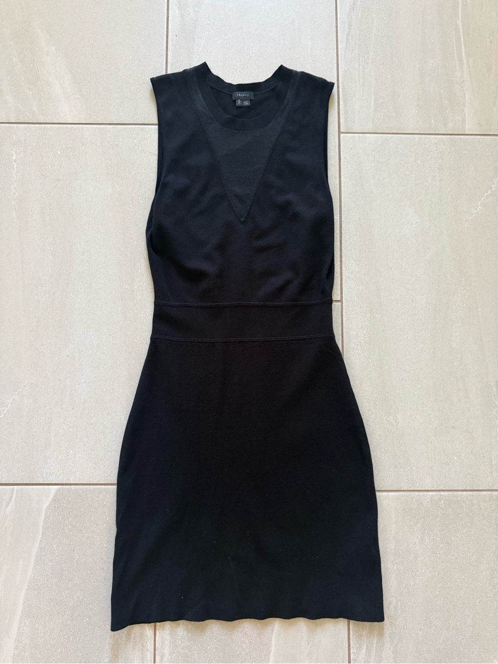 Theory Black Sleeveless Sheath Dress Linen Blend Stretch Size S